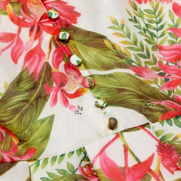 Amur Cleo Juliet Sleeve Scarlet Tropical Floral Mini Dress Size 10 - Picture 6 of 9